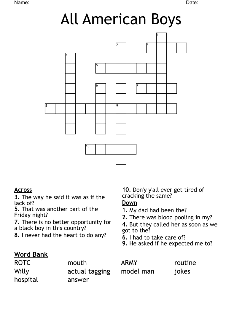 All American Boys Crossword