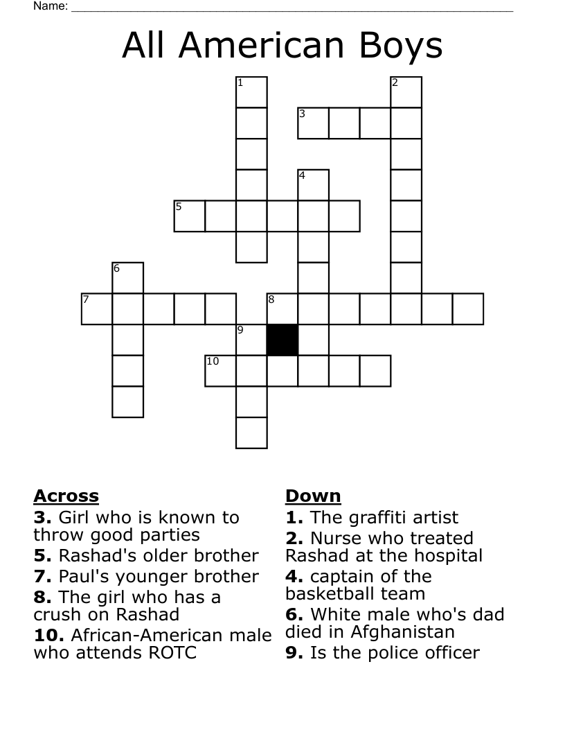 All American Boys  Crossword