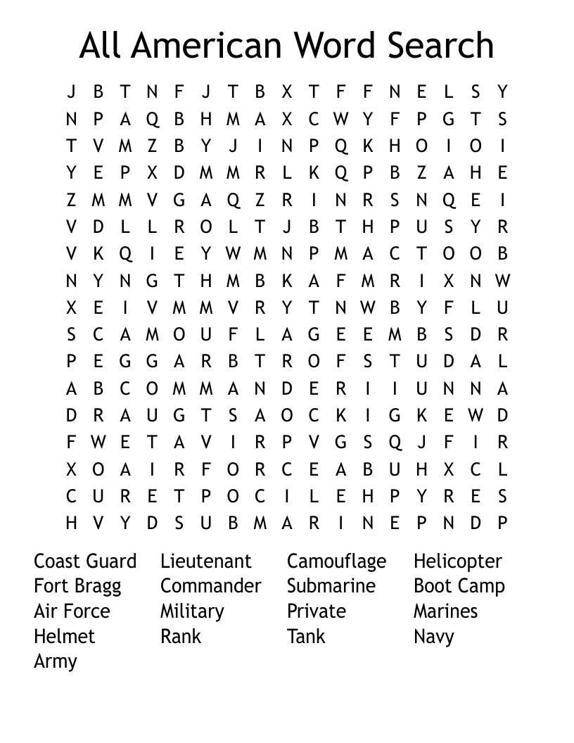 All American Word Search