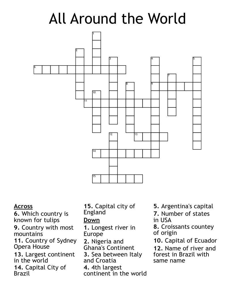 All Around the World Crossword