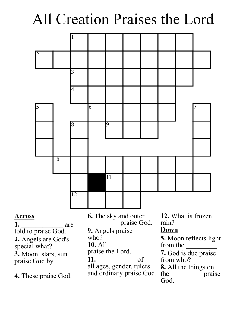 All Creation Praises the Lord Crossword
