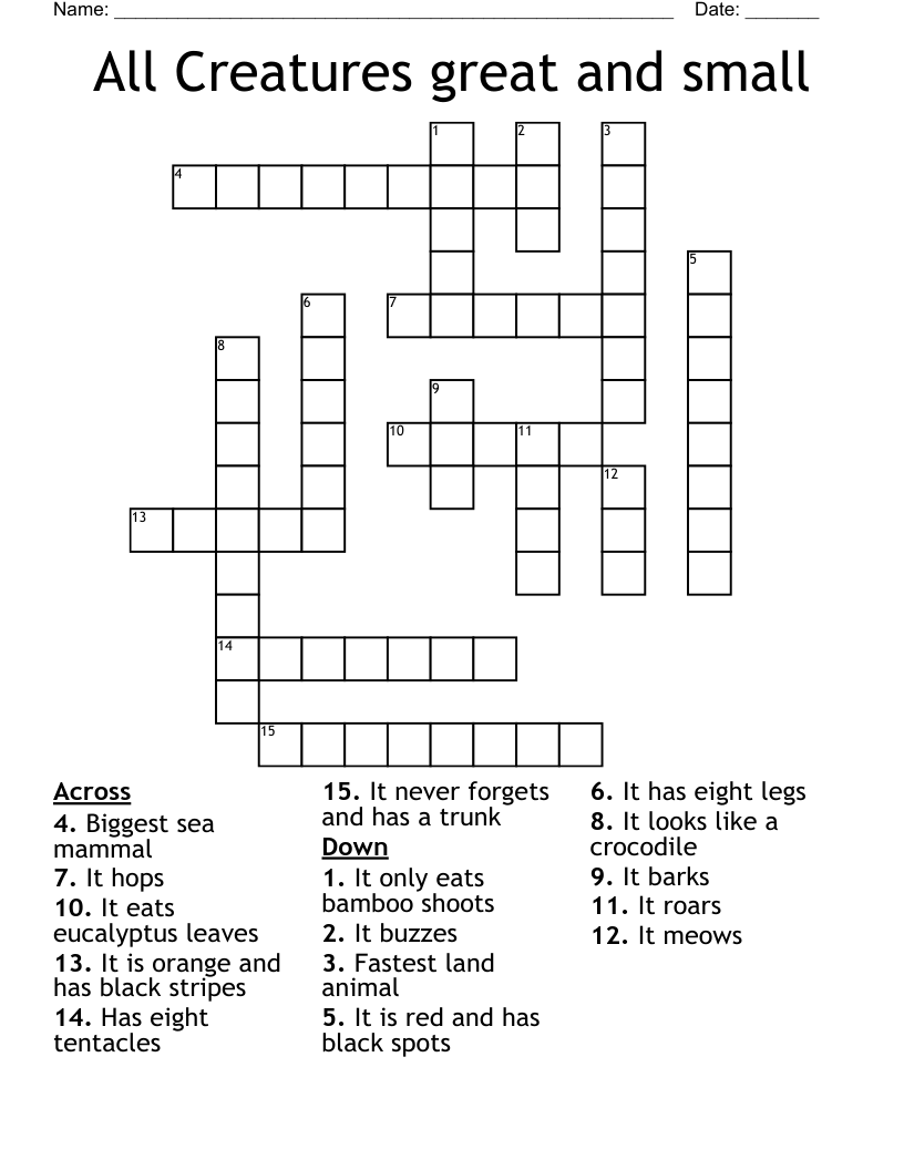 All Creatures great and small Crossword