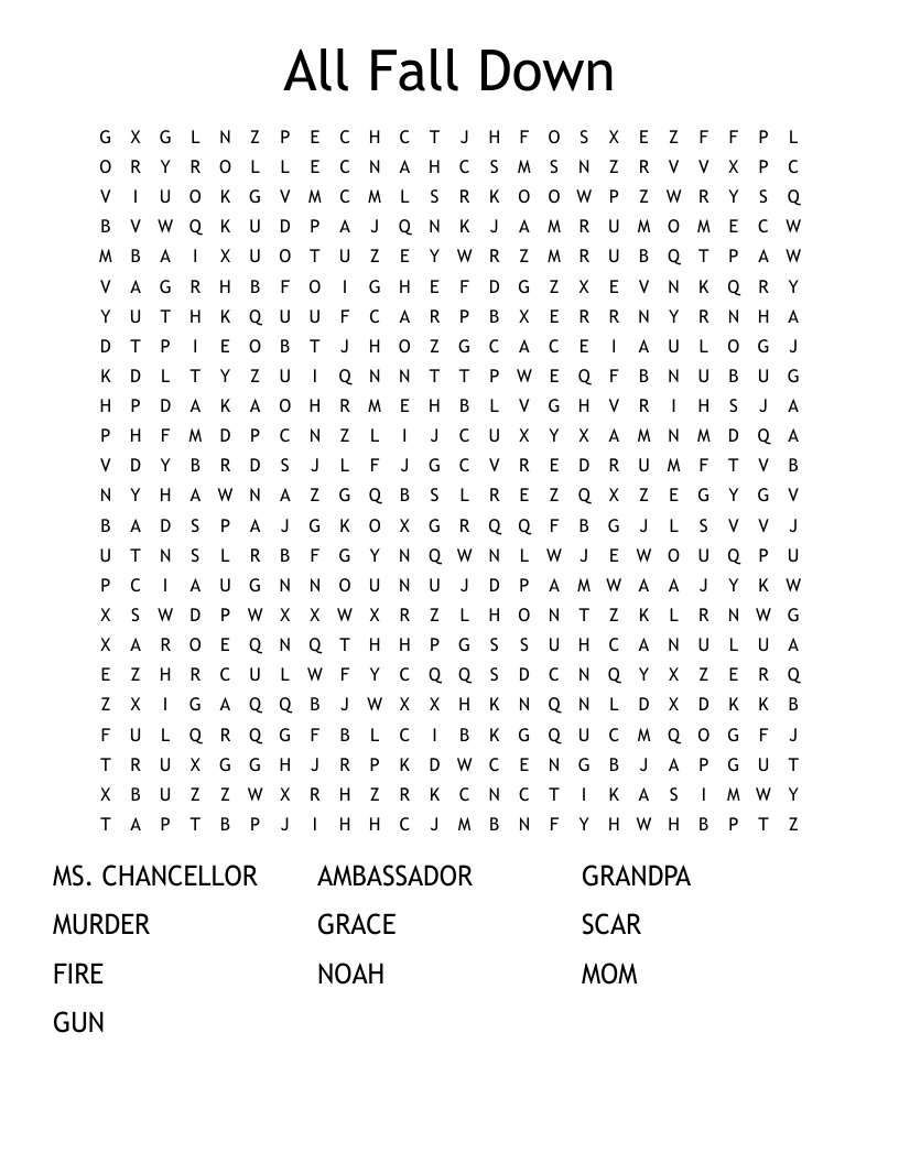 All Fall Down Word Search