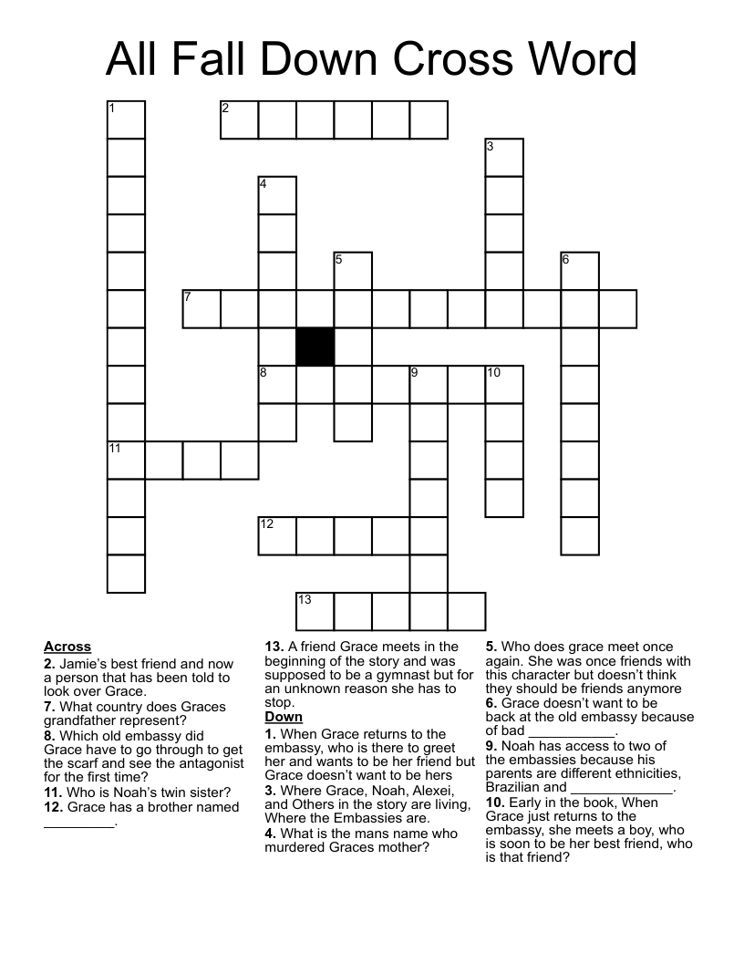 All Fall Down Cross Word