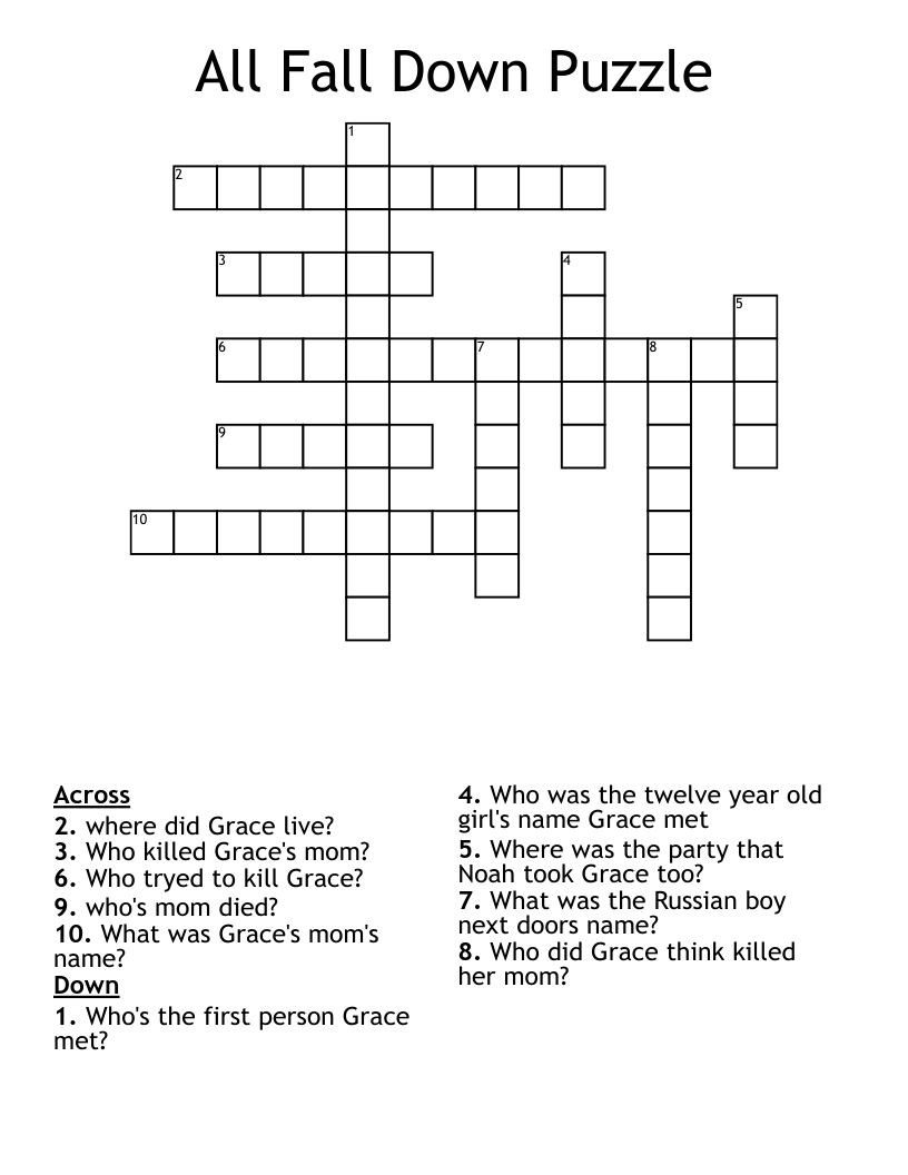 All Fall Down Puzzle Crossword