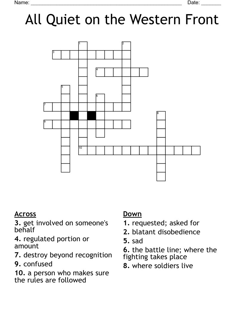 All Quiet on the Western Front Crossword