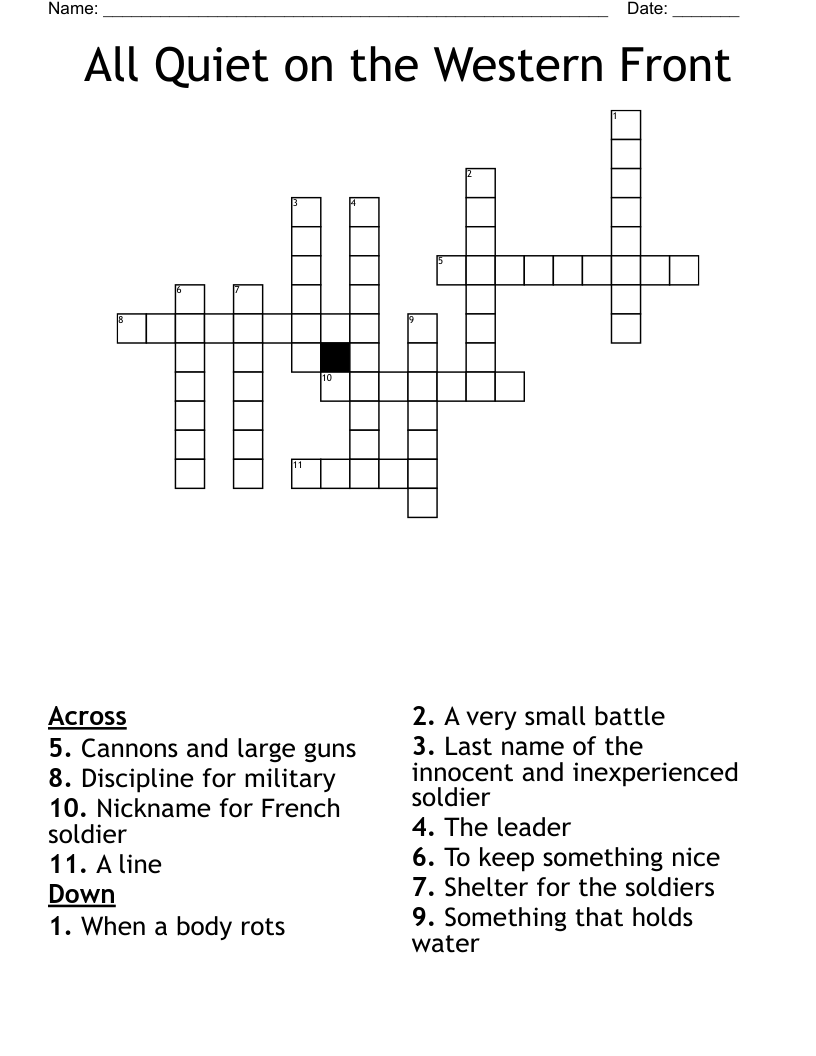 All Quiet on the Western Front Crossword