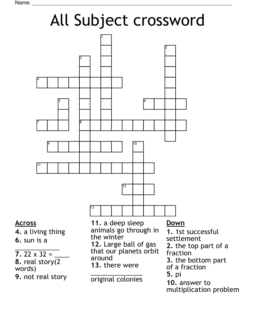 All Subject crossword