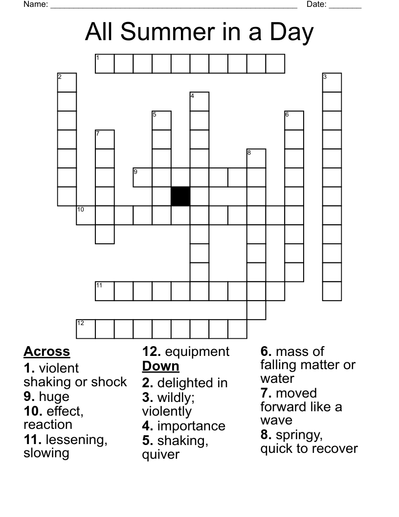 All Summer in a Day Crossword