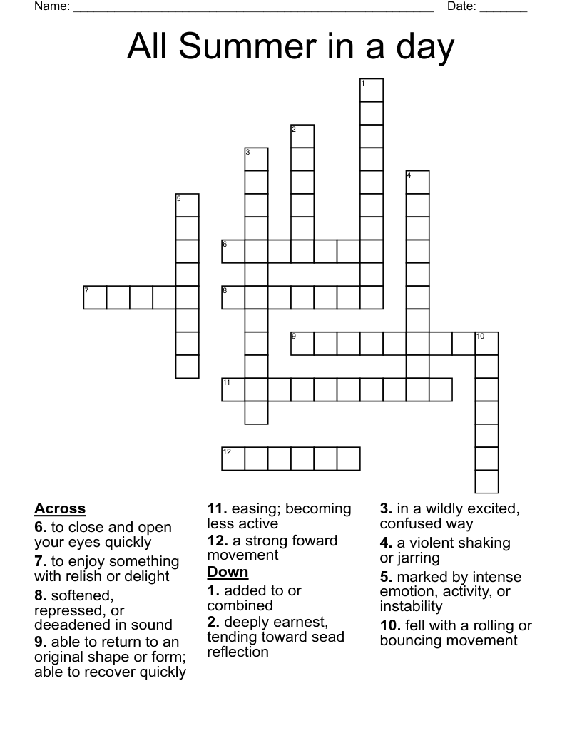 All Summer in a day Crossword