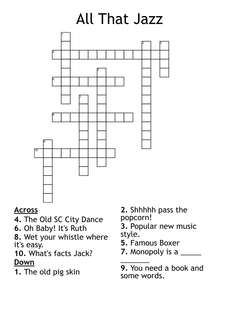 All That Jazz Crossword