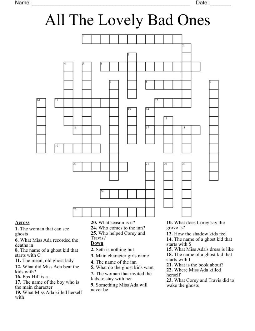 All The Lovely Bad Ones Crossword
