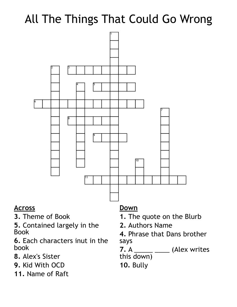All The Things That Could Go Wrong Crossword