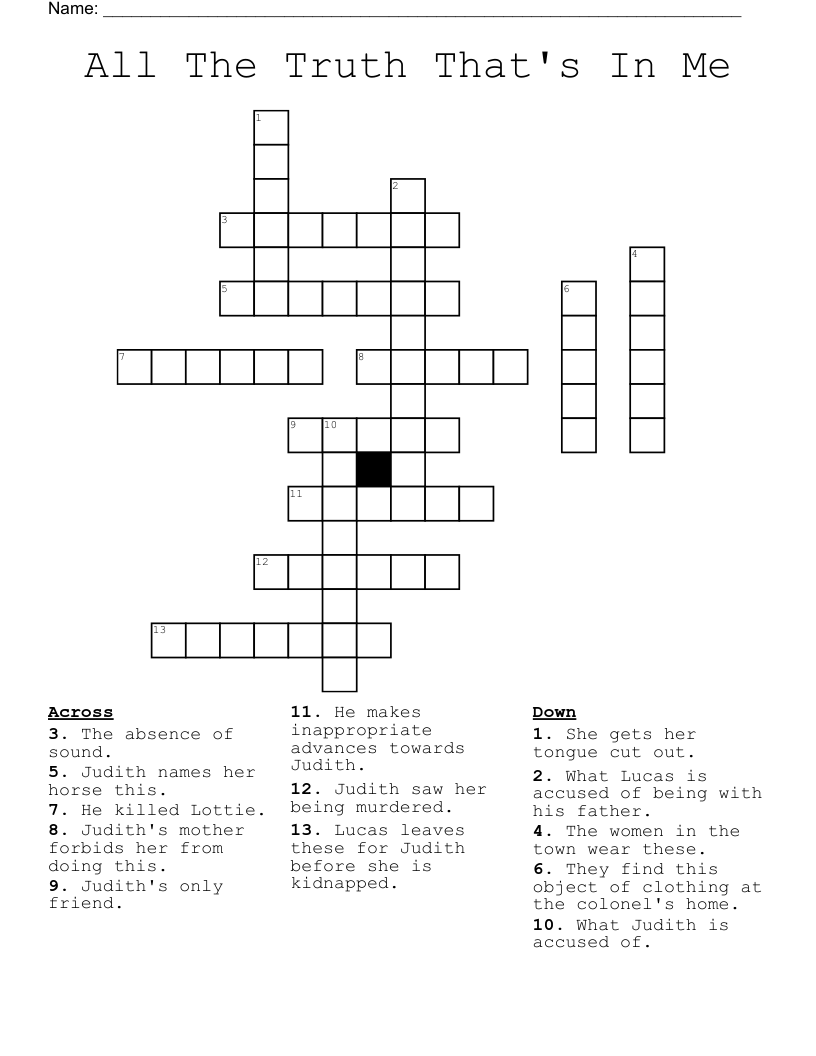 All The Truth That's In Me Crossword