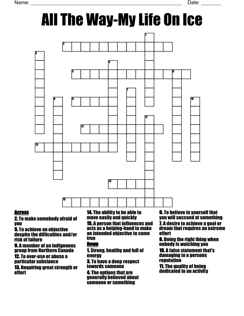 All The Way-My Life On Ice Crossword