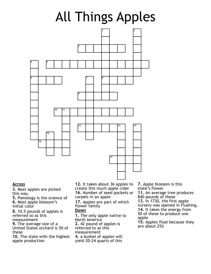 All Things Apples Crossword