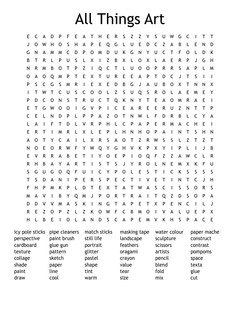 All Things Art Word Search