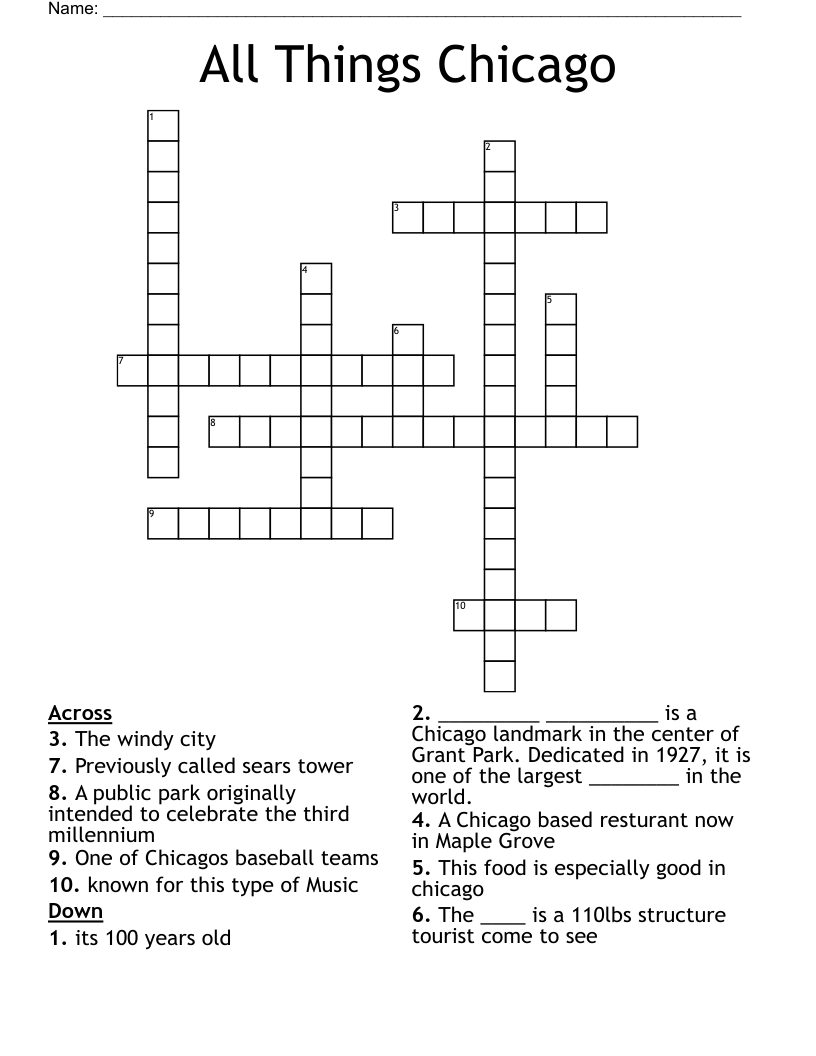 All Things Chicago Crossword