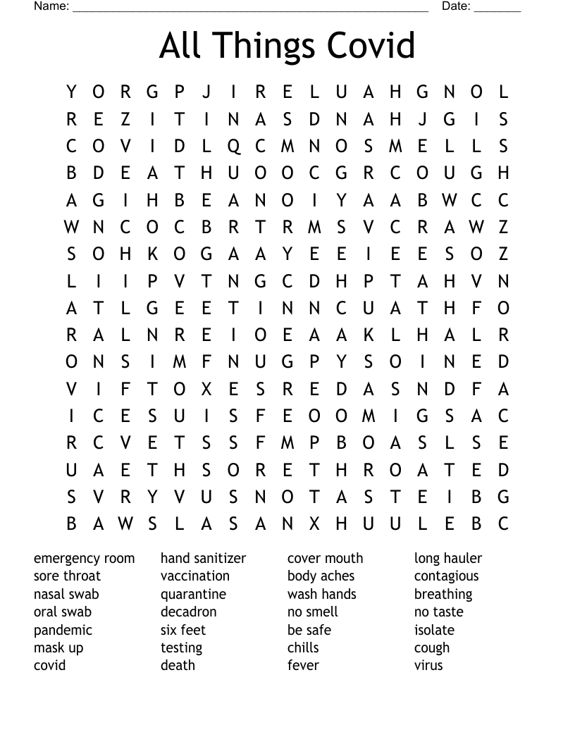 All Things Covid Word Search