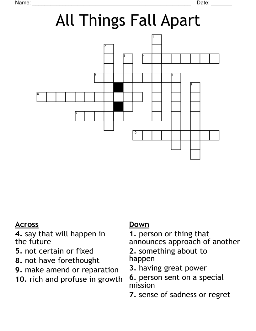 All Things Fall Apart Crossword