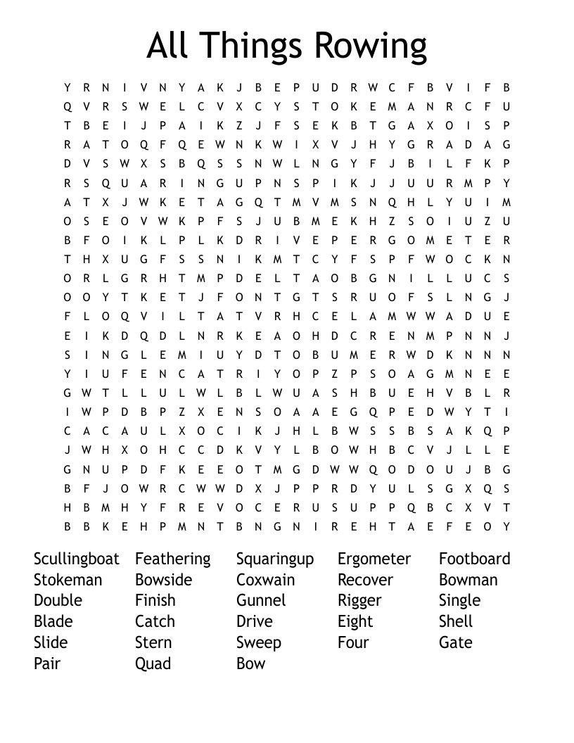 All Things Rowing Word Search