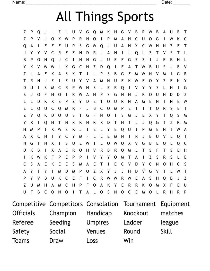 All Things Sports Word Search