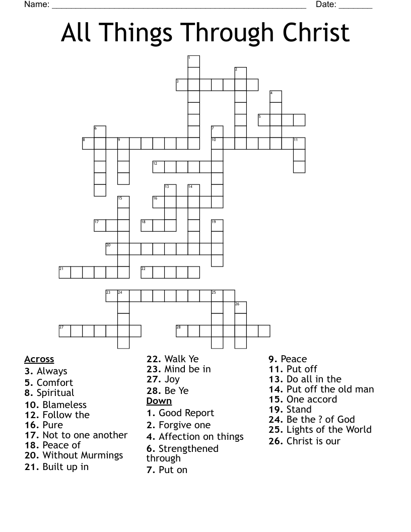 All Things Through Christ Crossword