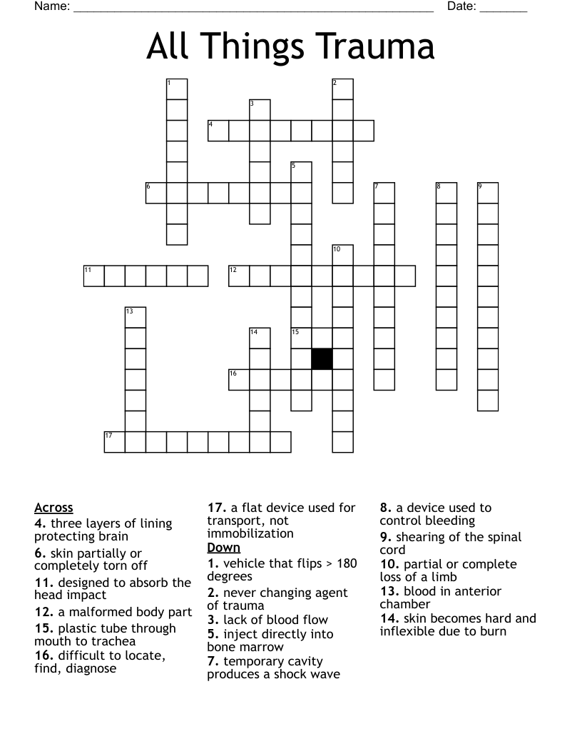 All Things Trauma Crossword