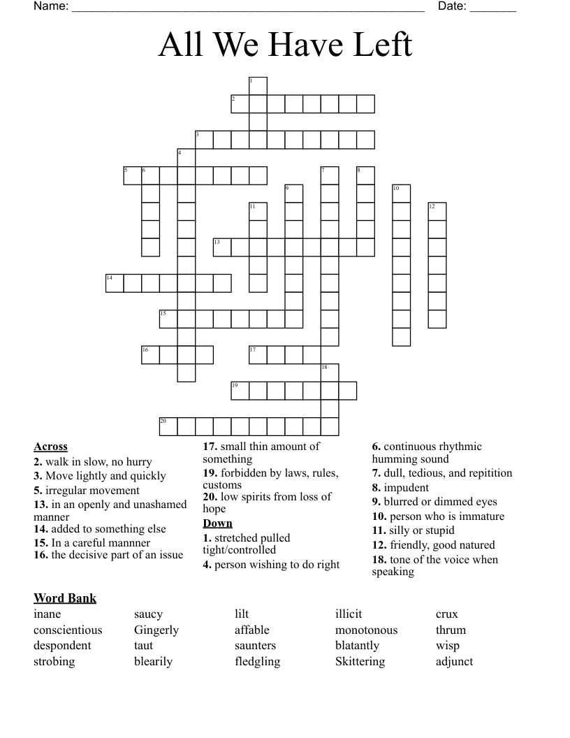 All We Have Left Crossword