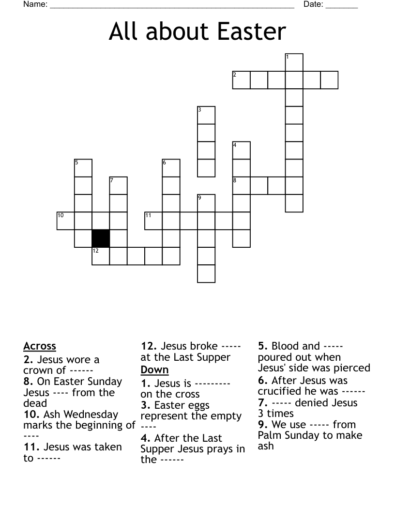 All about Easter Crossword