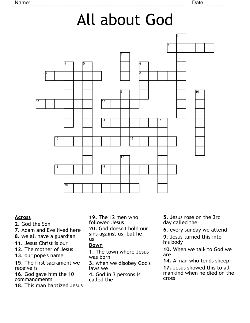 All about God Crossword