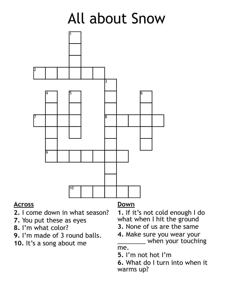 All about Snow Crossword