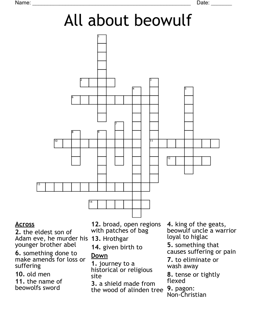 All about beowulf Crossword
