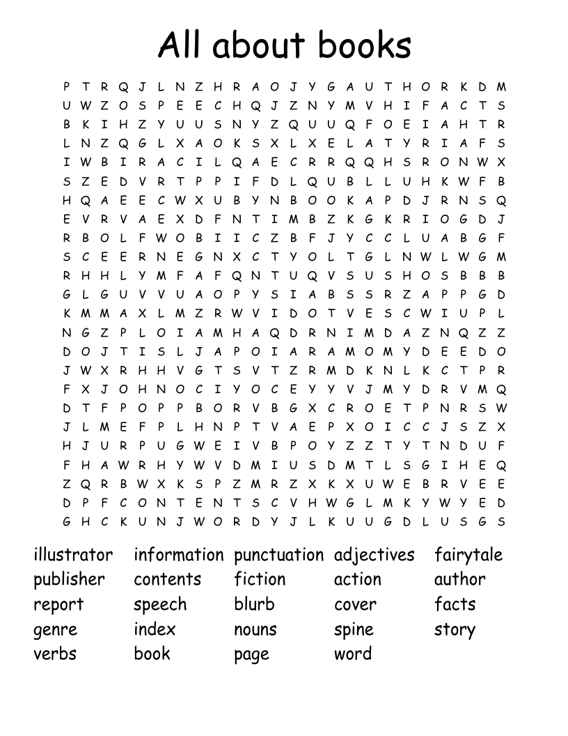 All about books Word Search