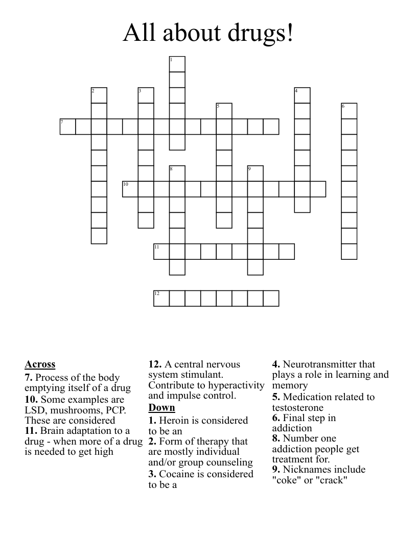 All about drugs! Crossword