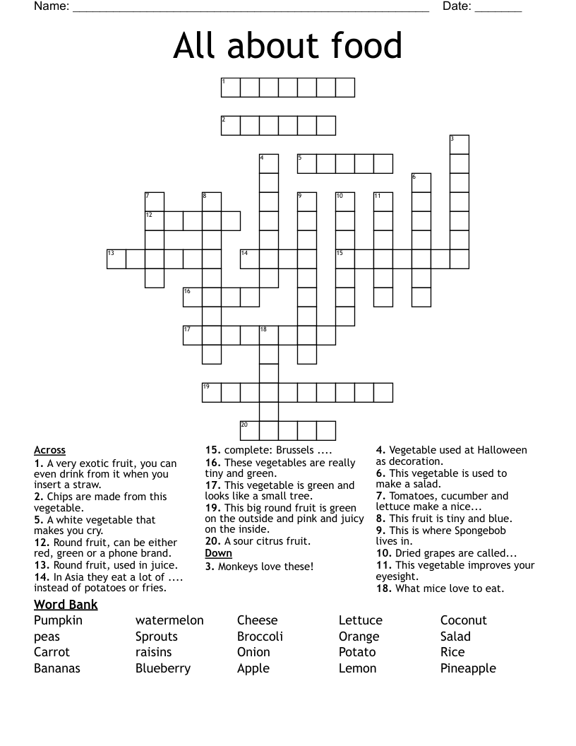 All about food Crossword