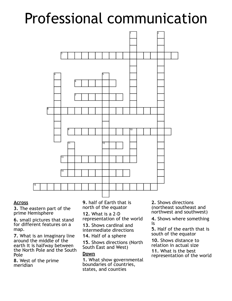 Professional communication Crossword