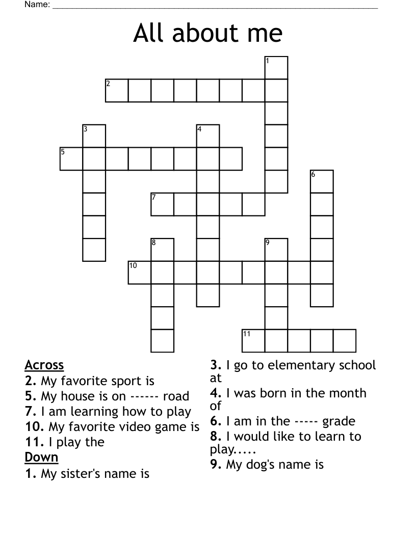 All about me Crossword