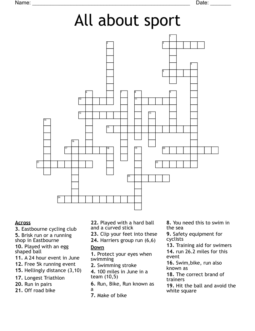 All about sport Crossword