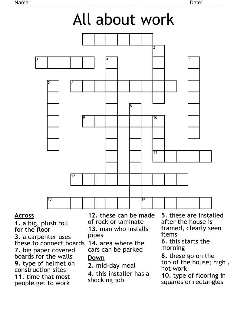 All about work Crossword