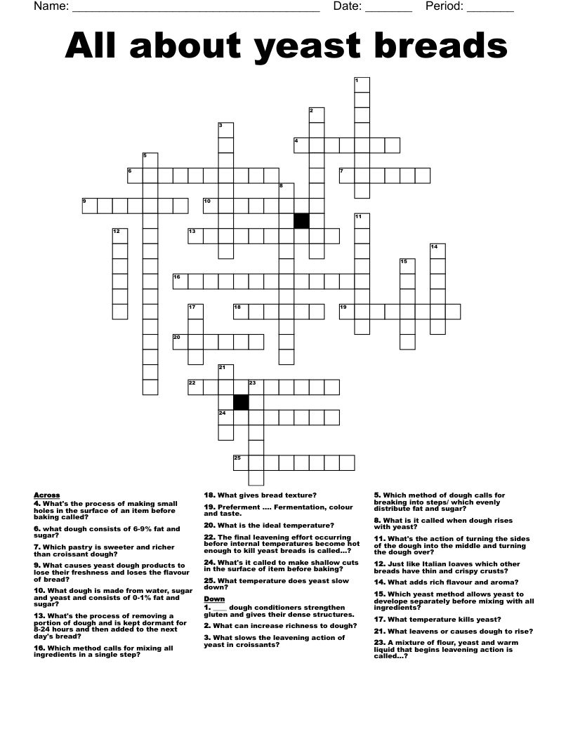 All about yeast breads Crossword