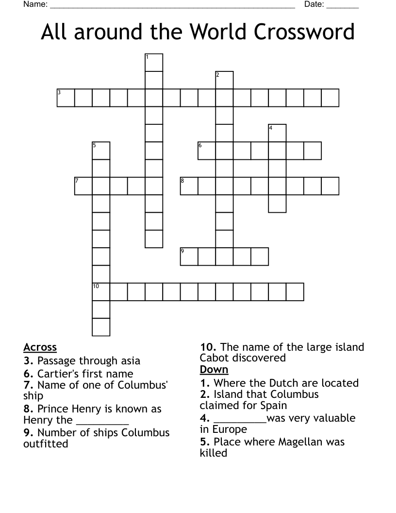 All around the World Crossword