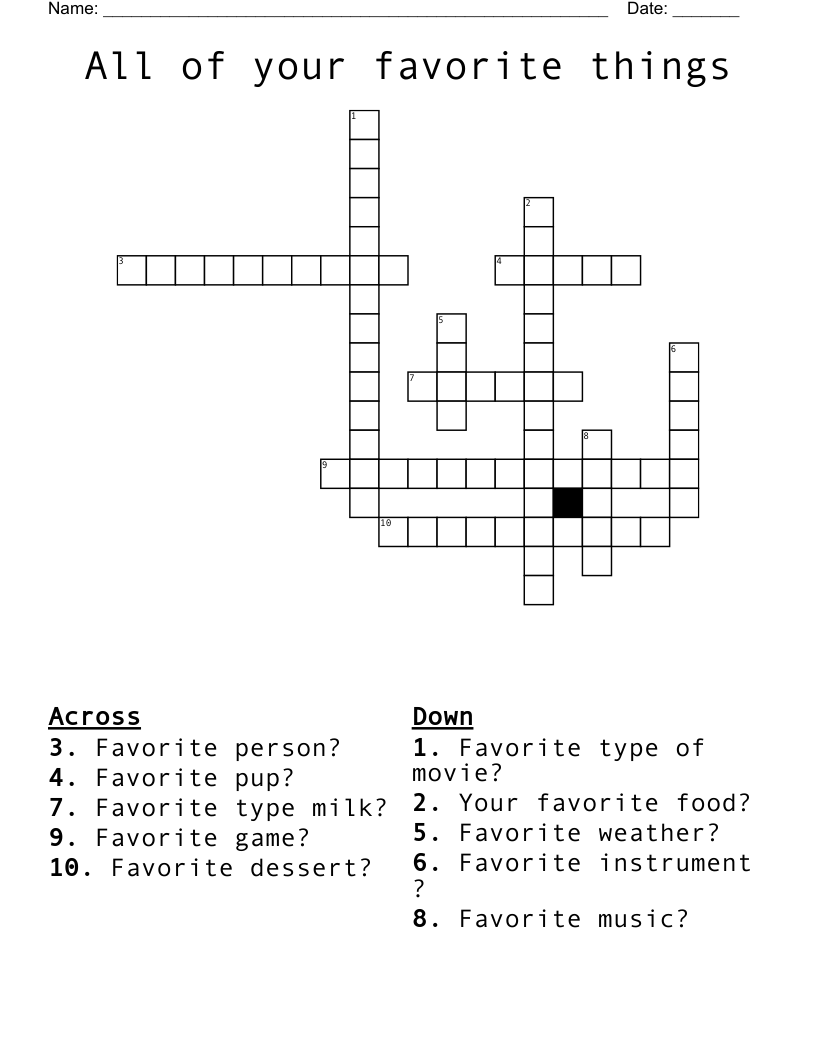 All of your favorite things Crossword