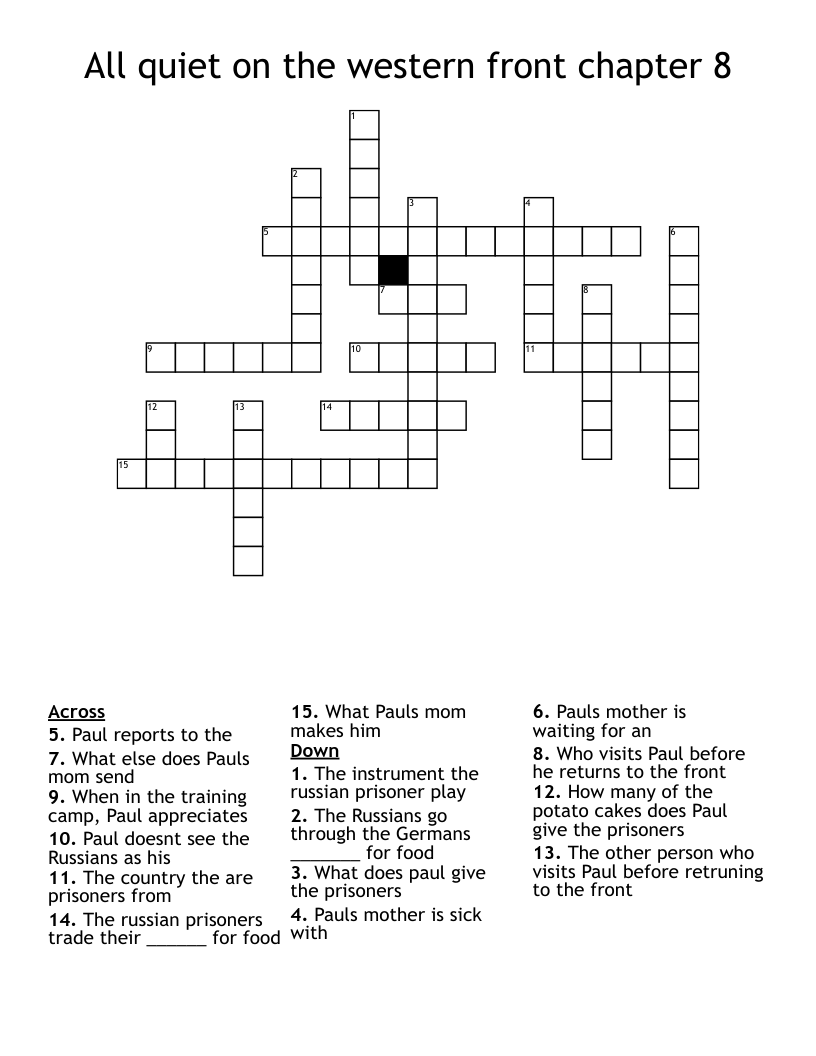 All quiet on the western front chapter 8 Crossword