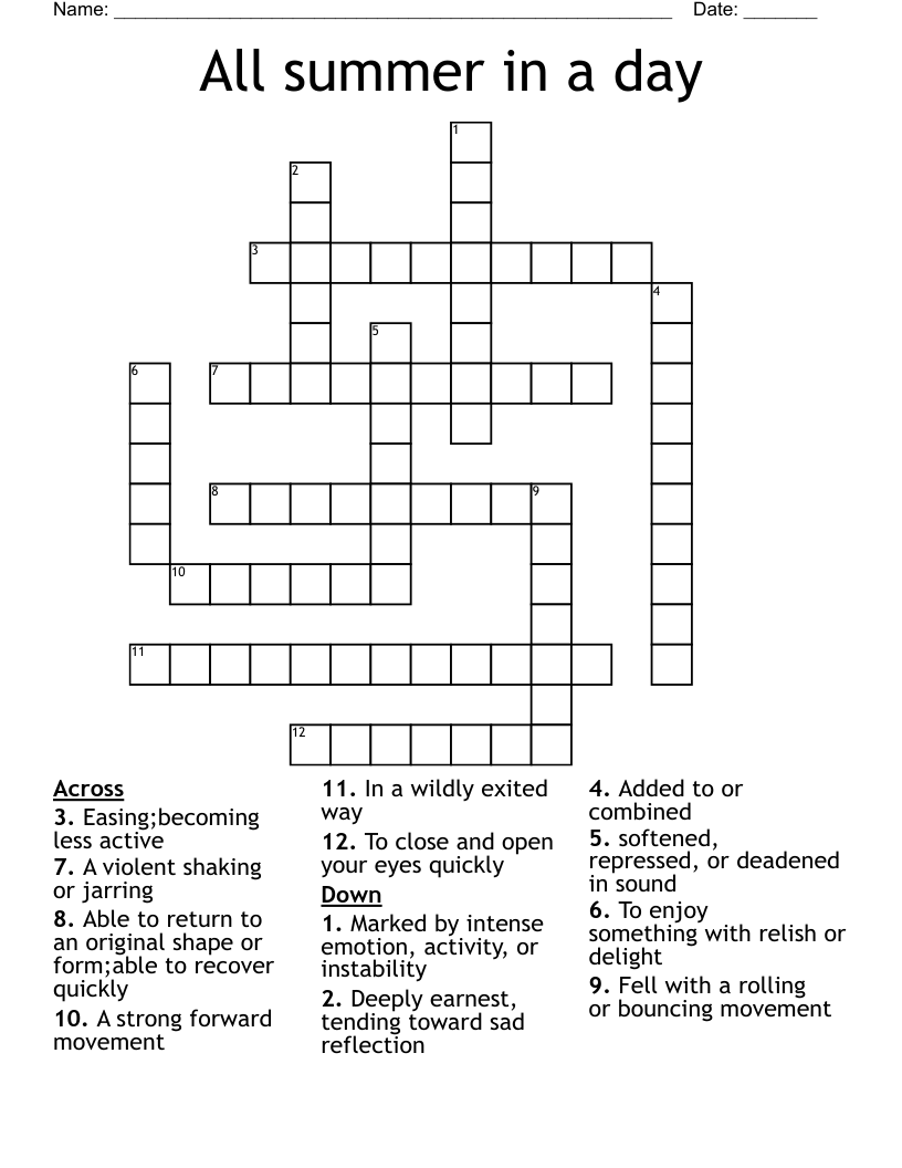 All summer in a day Crossword