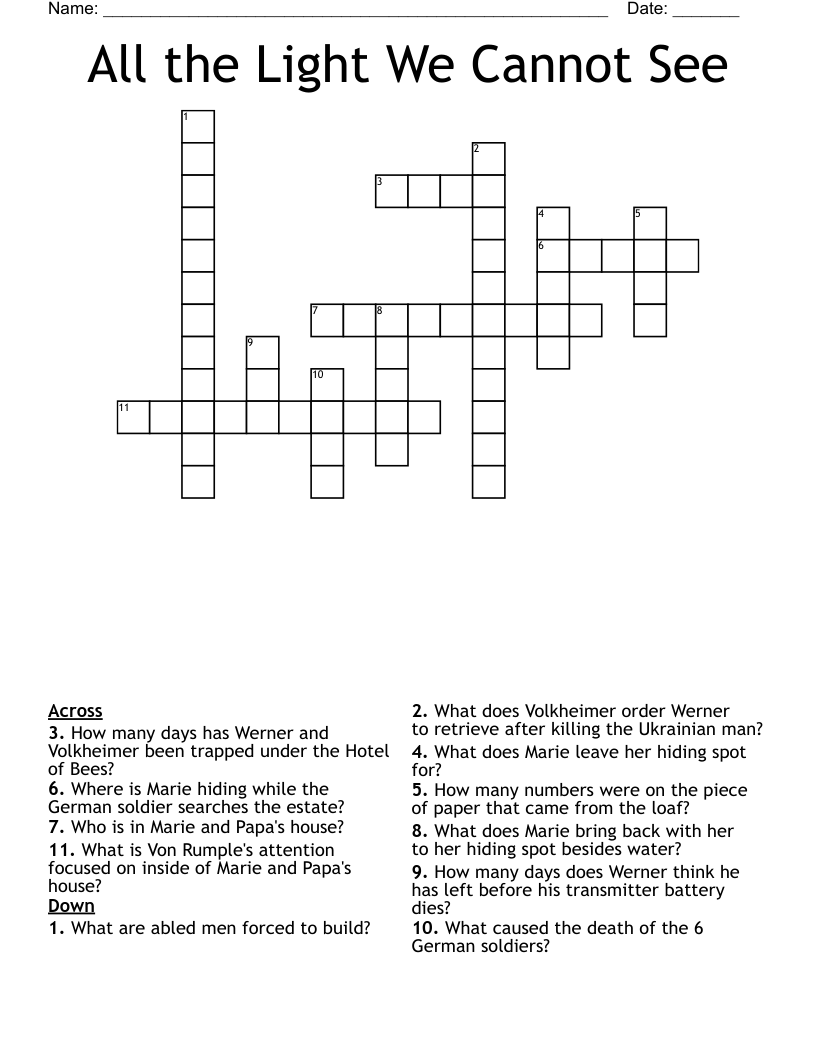 All the Light We Cannot See Crossword