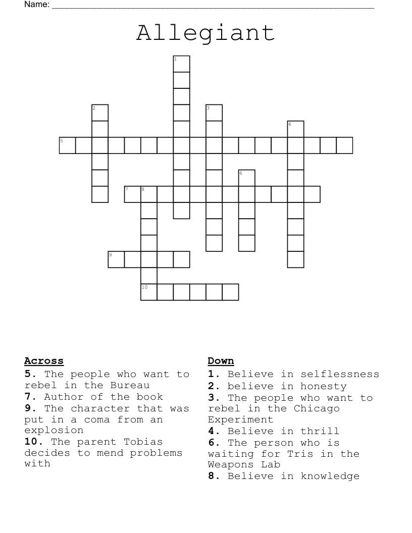Allegiant  Crossword