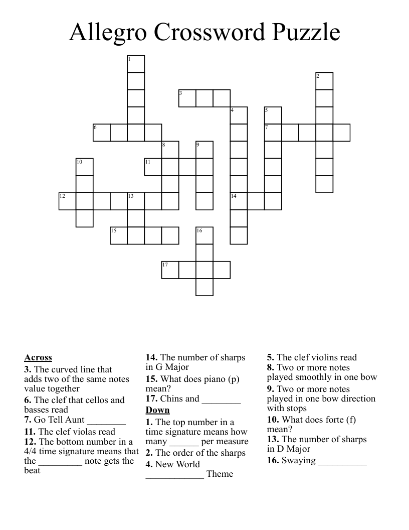 Allegro Crossword Puzzle