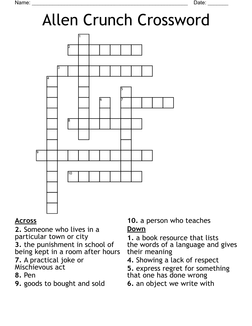 Allen Crunch Crossword