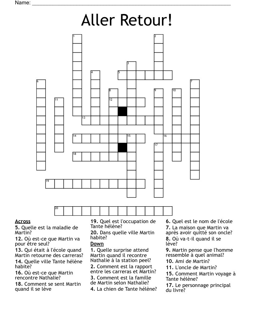 Aller Retour! Crossword